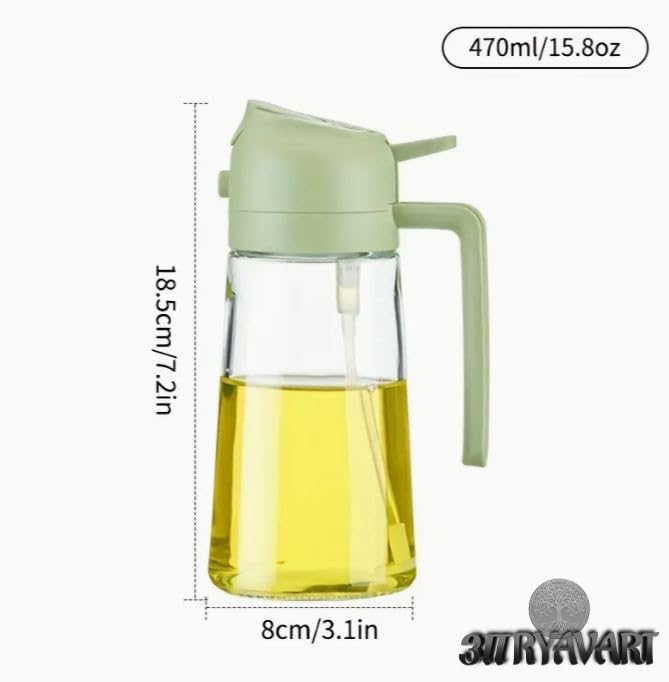 ARYAVART Oil Sprayer for Cooking 2 in 1 Olive Oil Dispenser Bottle Kitchen 16oz470ml Premium Glass Oil Bottle Foodgrade Oil Mister for Air Fryer Salad Frying 2 in 1 - Image 4