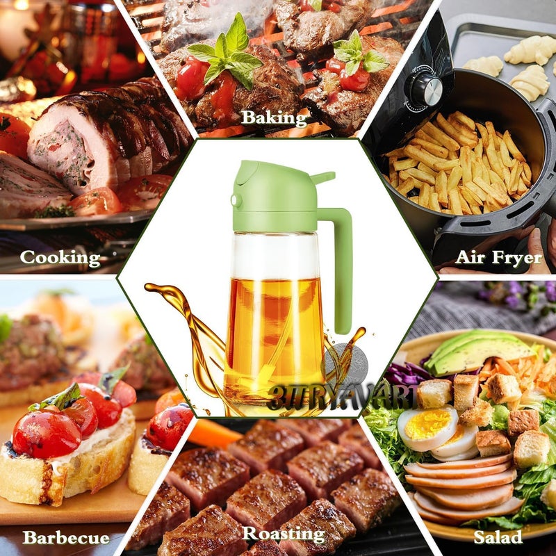 ARYAVART Oil Sprayer for Cooking 2 in 1 Olive Oil Dispenser Bottle Kitchen 16oz470ml Premium Glass Oil Bottle Foodgrade Oil Mister for Air Fryer Salad Frying 2 in 1 - Image 3