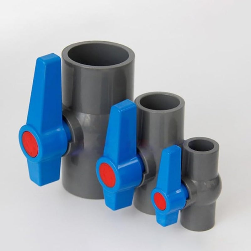 40mm Grey PVC Ball Valve 2 PCS Blue Handle Pipe Socket Connector For Aquarium Fish Tank - Image 5