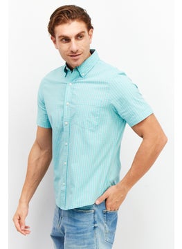 Tailor Vintage Men Regular Fit Gingham Short Sleeves Casual Shirt, Green  - Image 2