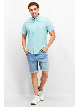Tailor Vintage Men Regular Fit Gingham Short Sleeves Casual Shirt, Green  - Image 3
