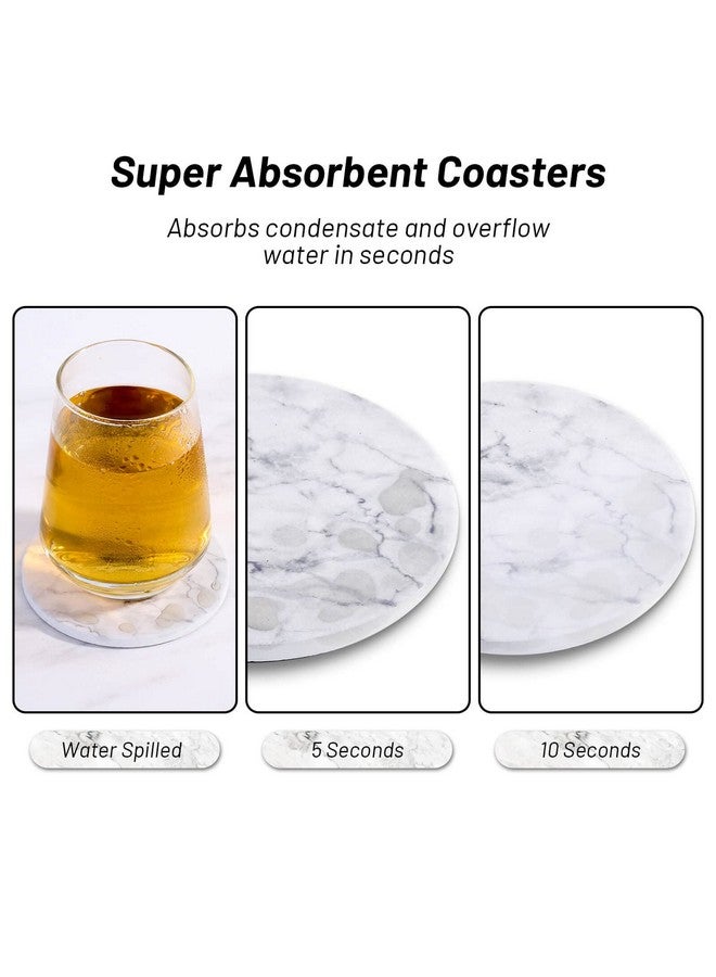 Billbotk 9 Pieces Ceramic Coasters for Drinks with Holder, Absorbent Drink Coasters for Coffee Table, Marble Style Coasters Wooden Table, Suitable for Kinds of Cups, 4 Inches - Image 5