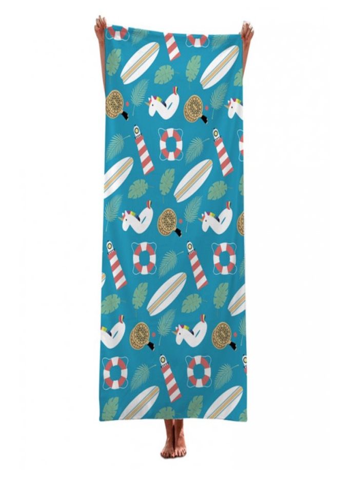 Swimming Towel with LIfe saver & mini unicorn print