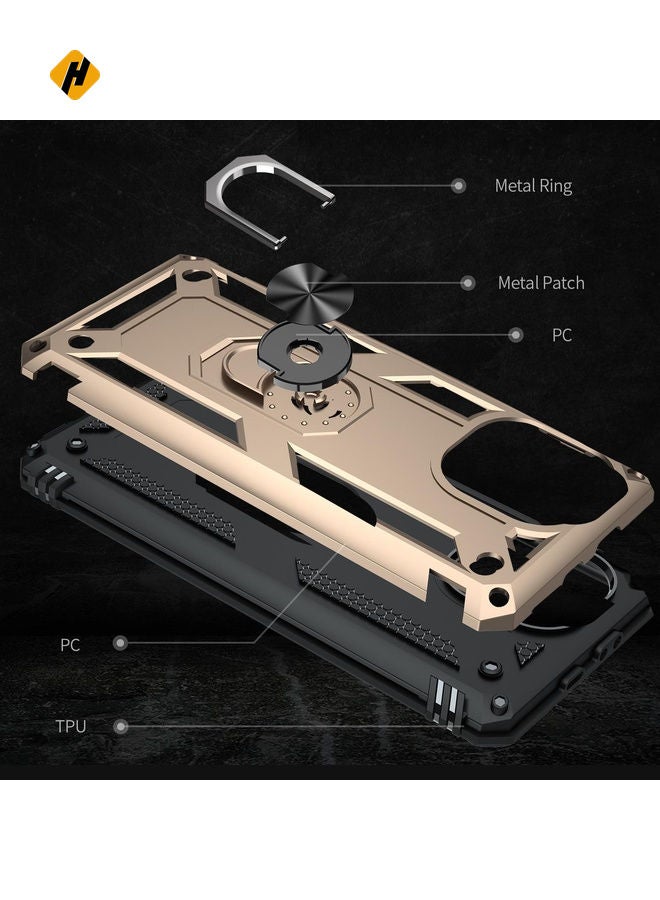 For Xiaomi Mi 11 Lite 5G Shockproof TPU + PC Protective Case with 360 Degree Rotating Holder(Gold)