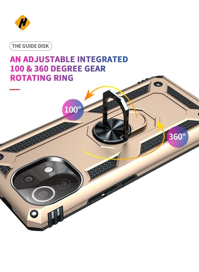 For Xiaomi Mi 11 Lite 5G Shockproof TPU + PC Protective Case with 360 Degree Rotating Holder(Gold)