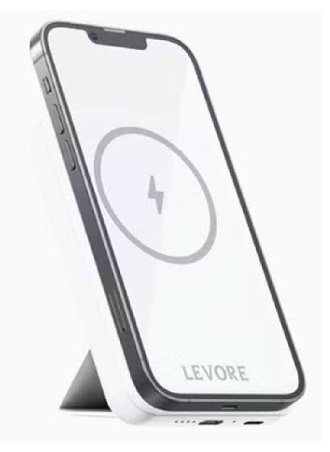 LEVORE - Wireless Magsafe PowerBank 18W output, 5000mAh, LP411 White - Image 1