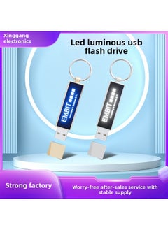Generic Led Luminous U Disk Fashion Creative Custom Logo Luminous U Disk 8g64gU Disk Business Gifts 128g256gu Disk-Color:Gunmetal Color (minimum Order 300)-Capacity:3.0 High Speed 64gb  - Image 1