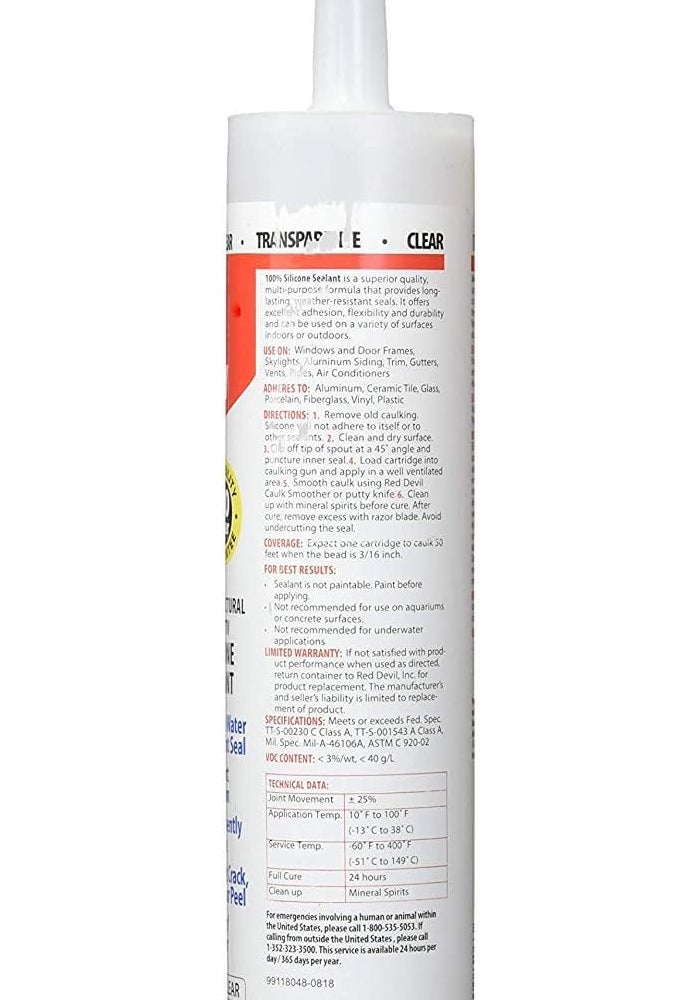 Red Devil 100% Silicone Sealant Architectural Grade, Clear, 9.8 Oz - Image 3