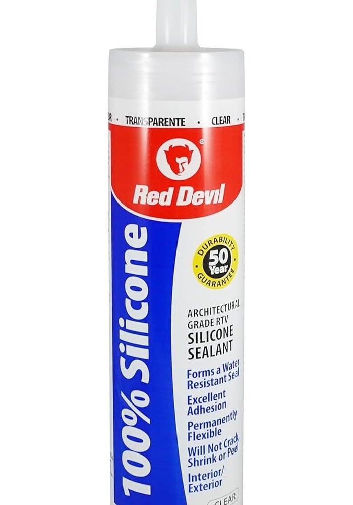 Red Devil 100% Silicone Sealant Architectural Grade, Clear, 9.8 Oz - Image 1