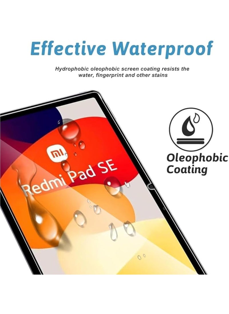 VKL عبوة من قطعتين من واقي الشاشة متوافق مع جهاز Xiaomi Redmi Pad SE 11 بوصة 2023، طبقة زجاجية مقواة بصلابة 9H، طبقة شفافة عالية الدقة مضادة لبصمات الأصابع لجهاز Redmi Pad SE 11 بوصة 2023  - Image 5