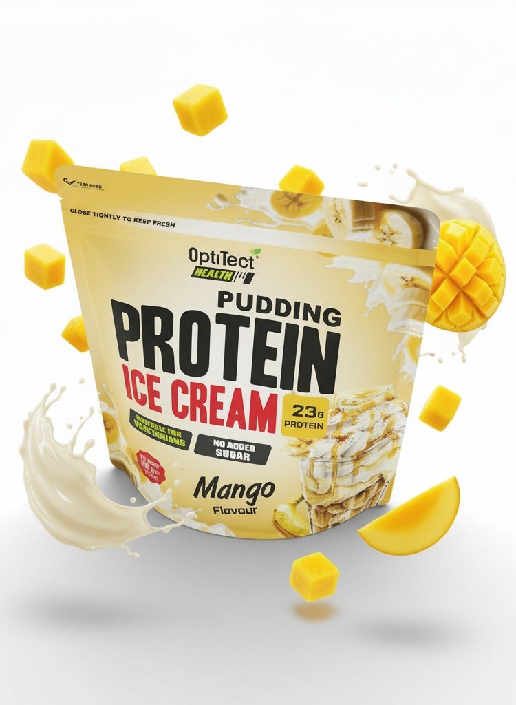 Health Protein Pudding & Ice Cream Mix, Mango Flavour Flavour, 500 G | High Protein Dessert | No Added Sugar