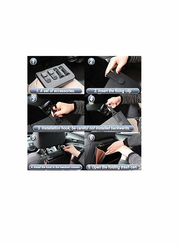 Excefore Waterproof Car Back Seat Garbage Bag with Clip,Hanging Trash Can, Collapsible Portable Small Organizer Holder Storage Pockets Container, Mini Bin for Front Accessories - Image 5