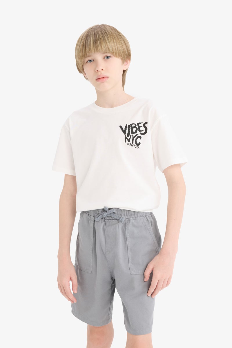 DeFacto White Boy Boy Crew Neck Printed Short Sleeve T-Shirt Casual - Image 3