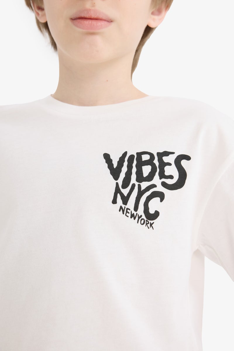 DeFacto White Boy Boy Crew Neck Printed Short Sleeve T-Shirt Casual - Image 5