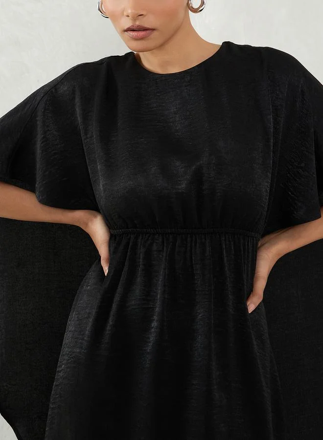 Femmella  Black Satin Cape Sleeve Mini Dress for Women | Best Price UAE