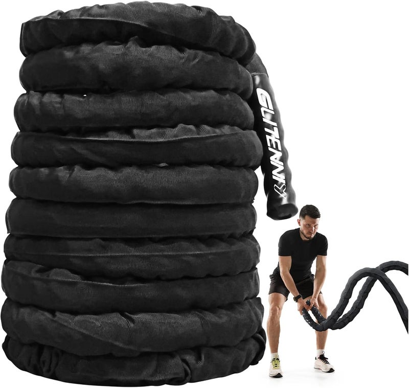 Glitenniy 30ft Battle Rope - 1 Inch Black Workout Rope for Home Gym - Image 1