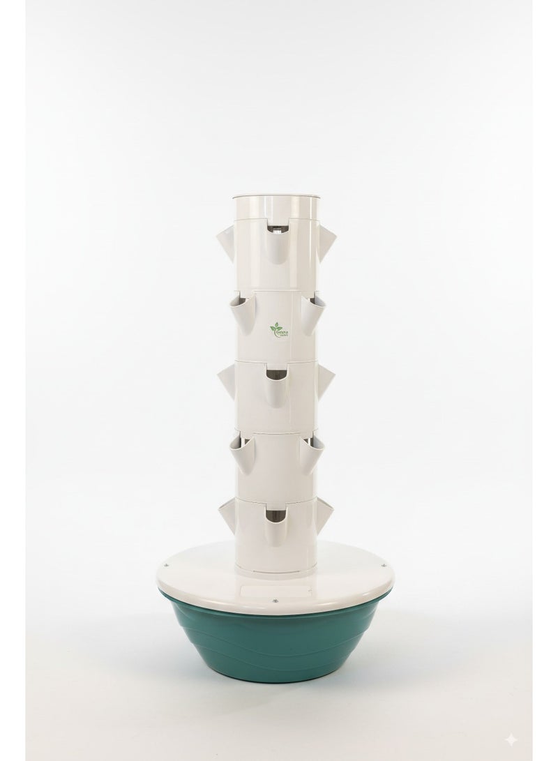 برج نظام زراعة مائية مع 20 وعاء عمودي، برج مائي بتدوير تلقائي للمياه، حديقة للأعشاب والفواكه والخضروات (5 طبقات) - Image 1