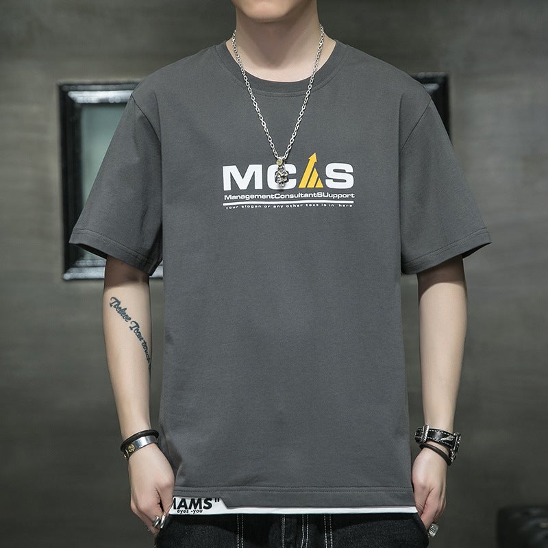 2021 New Summer Short-sleeved T-shirt Men's Extras Large Size Fat Man Loose Half-sleeved Top Base Shirt - Image 1