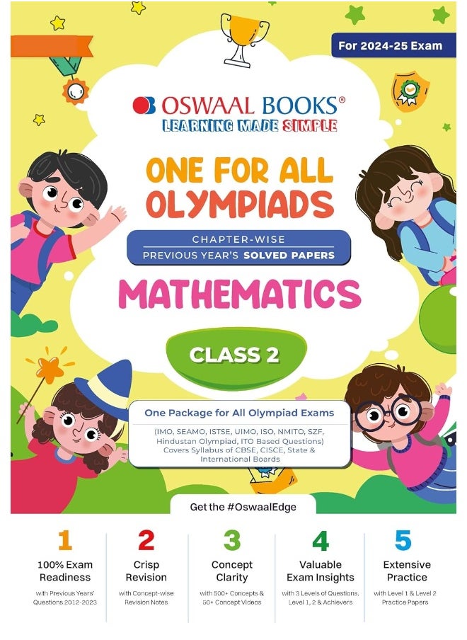 Oswaal One For All Olympiad Class 2 Mathematics | Previous Years Solved Papers | For 2024-25 Exam  - Image 1