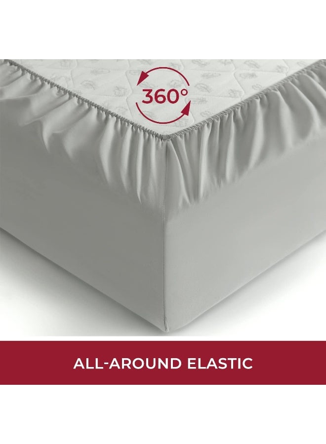 Mellanni Queen Fitted Sheet  Iconic Collection Bedding Sheets with up to 16 inch Deep Pocket  Soft  Cooling  Fade  Stain Resistant  1 PC Queen Light Gray - Image 4