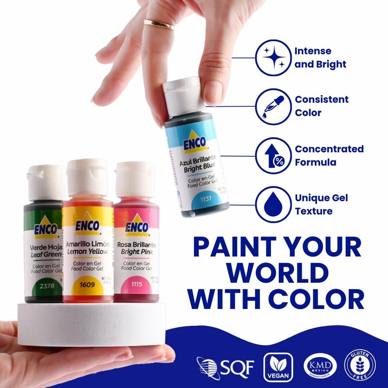 ENCO 9 Basic Food Coloring Gel Set 1.41 oz each (40 g) Concentrated, Vegan, Includes Color Mixing Guide - Image 4