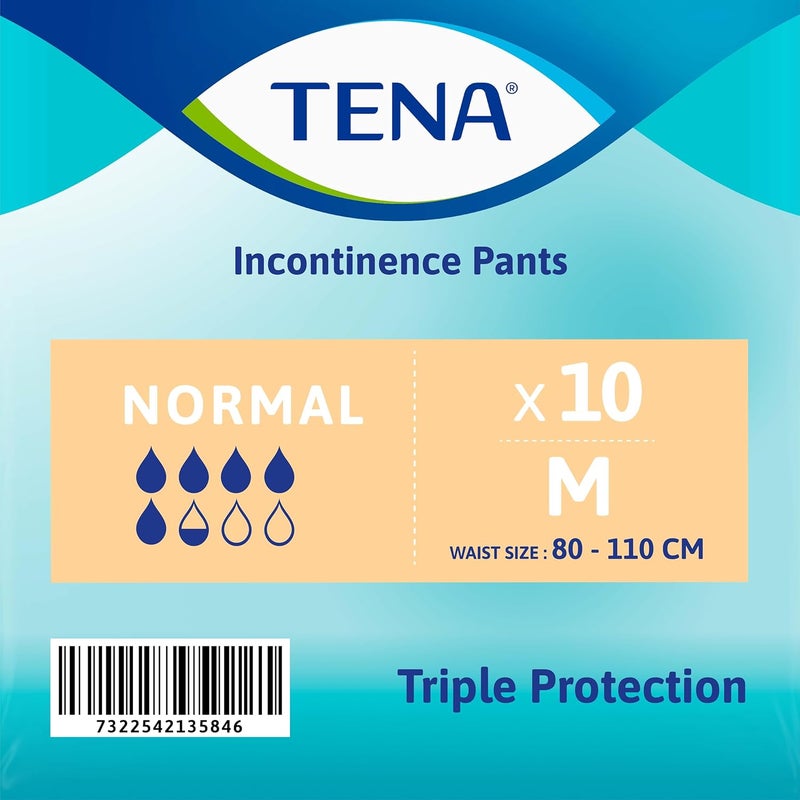Tena بنطلون عادي | حفاضات للبالغين مقاس متوسط (م) | للجنسين | مقاس الخصر 32-44 بوصة | 80-110 سم | حماية تدوم طويلاً | مزيل للروائح | 10 وحدات - Image 3