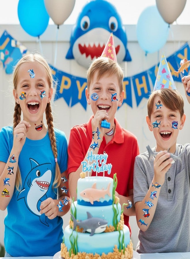 Backtopeia Shark Temporary Tattoos | Ocean Themed Shark Party Decorations Birthday Party Favors Supplies Accessories Stickers Under The Sea Themed Gift Idea For Kids Teen Boy Girl Adult 60Pcs 4 Sheets Pre-cut - Image 5