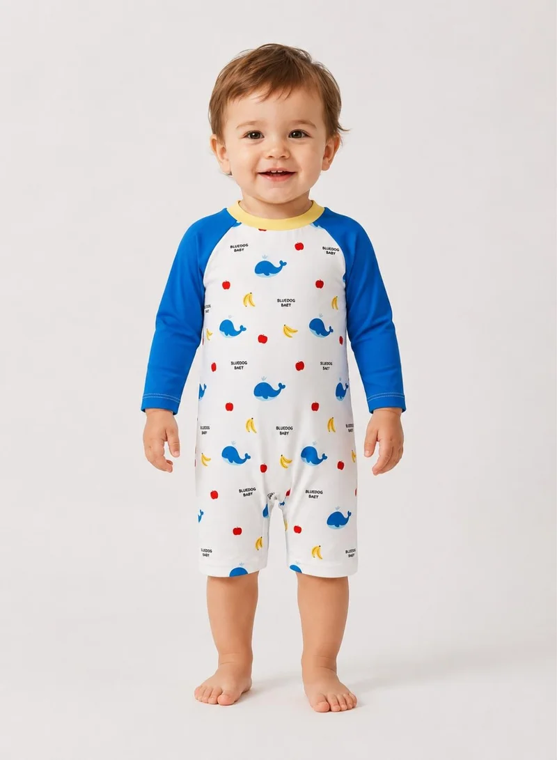 Babyqlo Boys Whale Print Long Sleeve Swimsuit