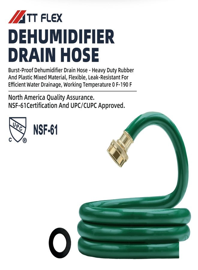 TT FLEX Burst-Proof Dehumidifier Drain Hose - 5 FT Green Rubber, 3/4" FHT, Heavy Duty, Flexible, Leak-Resistant for Efficient Water Drainage,CUPC and NSF-61 Certificated - Image 2