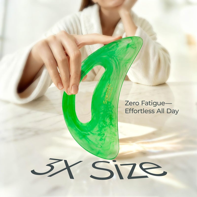 Scienlodic Gua Sha Massage Tool with Handle (Resin) Larger Guasha Body Scraping Tool for Back Legs Neck Massage, Lymphatic Drainage, Cellulite Remove - Large Green - Image 2