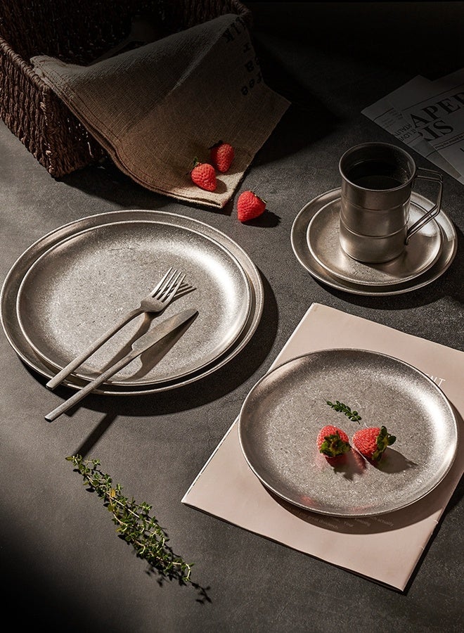 HOOPZOZA 3PCS Stainless Steel Plates Metal Unbreakable Dinner Dishes Plates Set Dinner Plates serving plate for Home, Picnic Microwave and Dishwasher Safe - Image 3