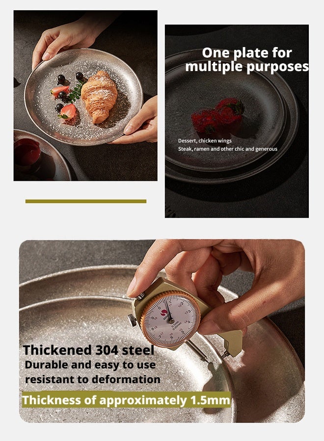 HOOPZOZA 3PCS Stainless Steel Plates Metal Unbreakable Dinner Dishes Plates Set Dinner Plates serving plate for Home, Picnic Microwave and Dishwasher Safe - Image 4