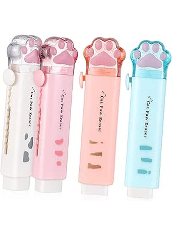 4 Pcs Retractable Cat Paw Erasers Aesthetic Office Supplies for Artists - Image 1