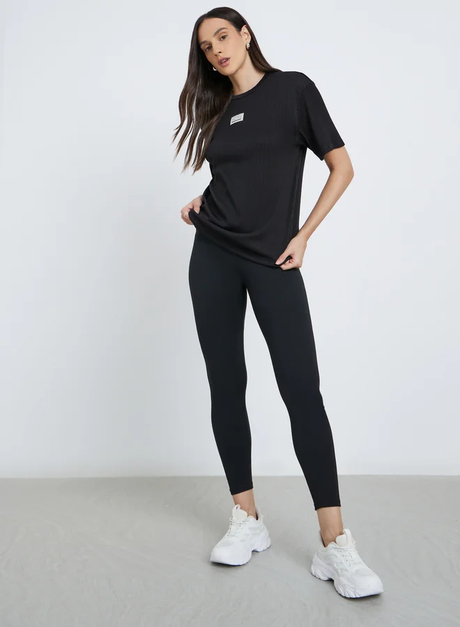 Styli Styli Women Black Ribbed Oversized T-Shirt