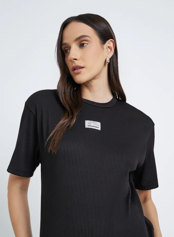 Styli Styli Women Black Ribbed Oversized T-Shirt
