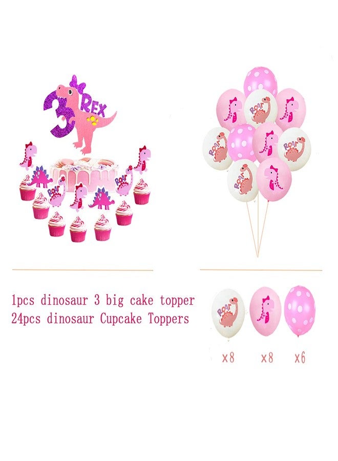 BEOXAGAR Pink 3rd Dinosaur BackdropParty Supplies - Image 2