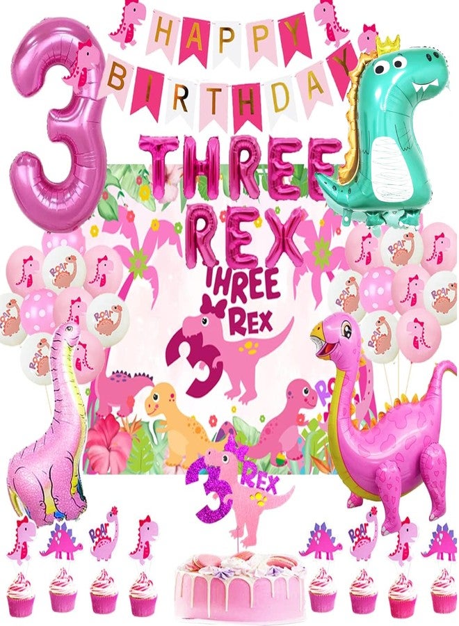 BEOXAGAR Pink 3rd Dinosaur BackdropParty Supplies - Image 1