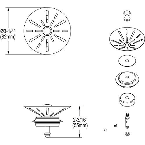 Elkay LKDS35 Conical Basket Disposal Stopper with Rubber Gaskets - Stainless Steel - Image 3
