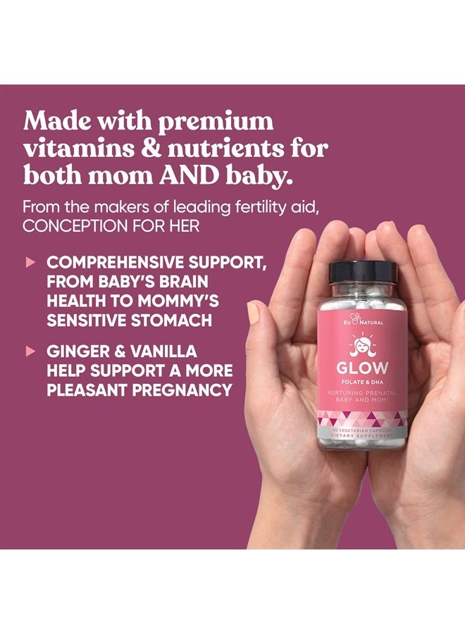 Eu Natural Glow Prenatal Vitamins for Women – Healthy Pregnancy and Fetal Development – Vitamins with Folic Acid, DHA and 25 Vital Nutrients For Baby's Growth & A Comfortable Pregnancy – 60 Nourishing Capsules - Image 3