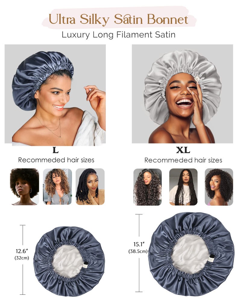 YANIBEST Silk Bonnet Satin Bonnet for Sleeping Women Men, Adjustable Double Layer Hair Bonnet for Curly Braids Reduce Frizz Ash Blue - Image 5