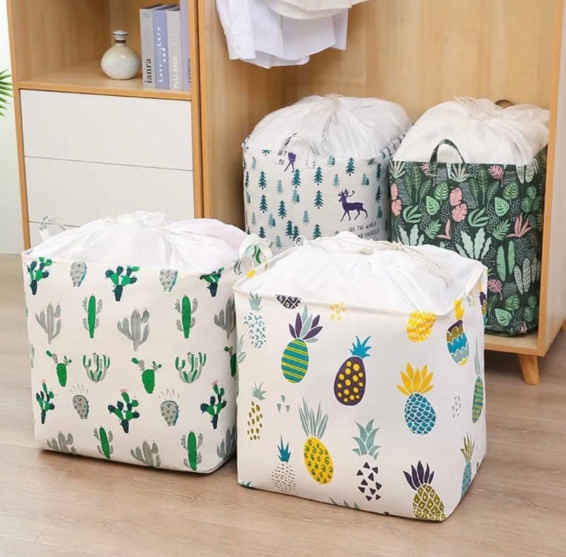 AT Ankit Traders Ankit Traders Giant Quilt Clothes dustproof Storage Bag Season Changing Clothes Organizer Drawstring BagSpace Saver BagsPack of 4 - Image 2