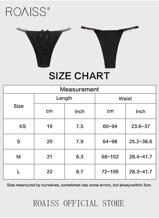 roaiss - 2 Piece Cut out Lace Panel Briefs for Women Comfy and Breathable Soft Seamless Low Waist Panties with Pure Cotton Crotch and Rhinestone Studded Detail Ladies Textured Ring Linked Quality Underwear - Image 1