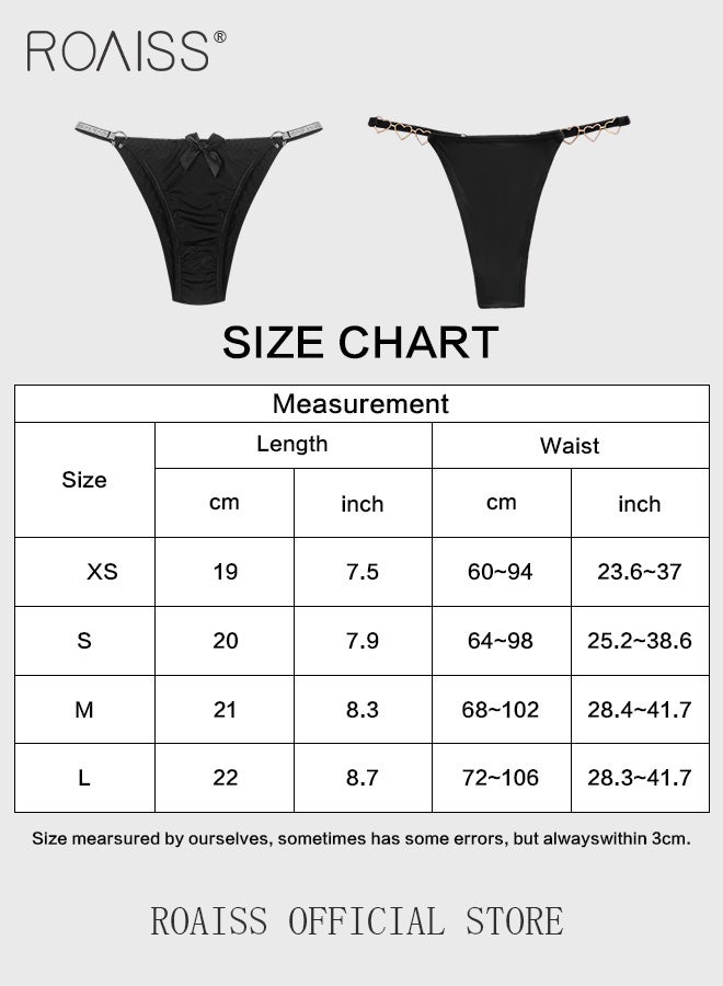 roaiss 2 Piece Cut out Lace Panel Briefs for Women Comfy and Breathable Soft Seamless Low Waist Panties with Pure Cotton Crotch and Rhinestone Studded Detail Ladies Textured Ring Linked Quality Underwear - Image 2