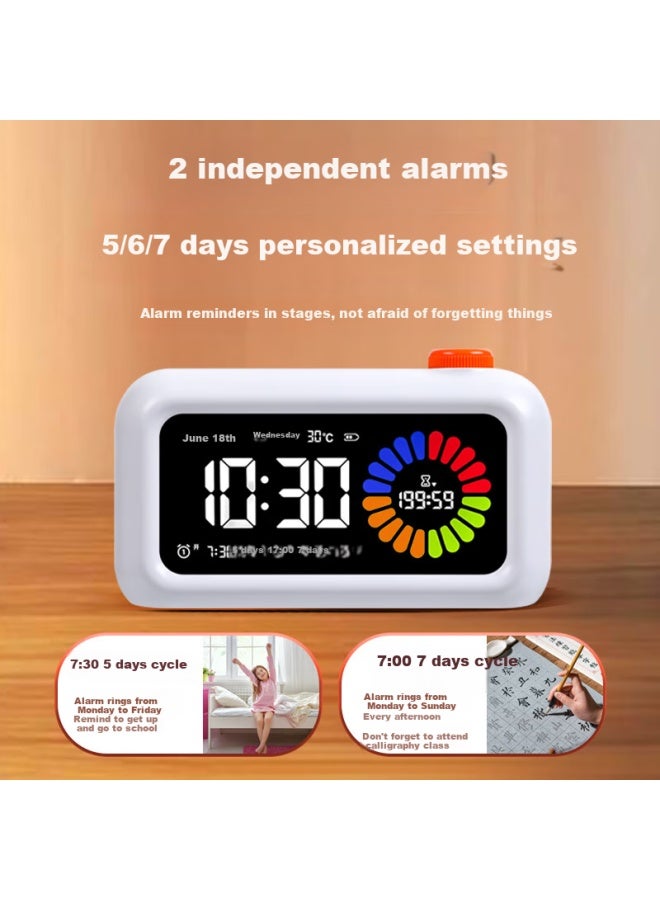 Compas Student Color Screen Visual Timer Alarm Clock, Children's Time Management Tool, Countdown Self-discipline Reminder, Exam And Postgraduate Entrance Exam, 4-color Zoned Stationery, White Birthday New Year Gift - Image 5
