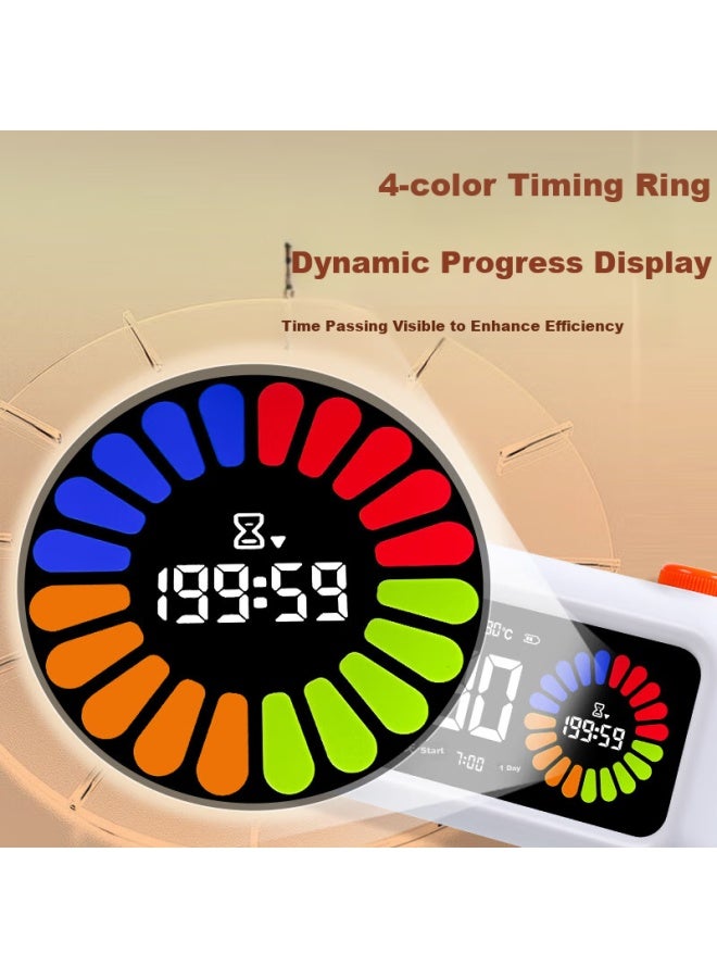 Compas Student Color Screen Visual Timer Alarm Clock, Children's Time Management Tool, Countdown Self-discipline Reminder, Exam And Postgraduate Entrance Exam, 4-color Zoned Stationery, White Birthday New Year Gift - Image 2