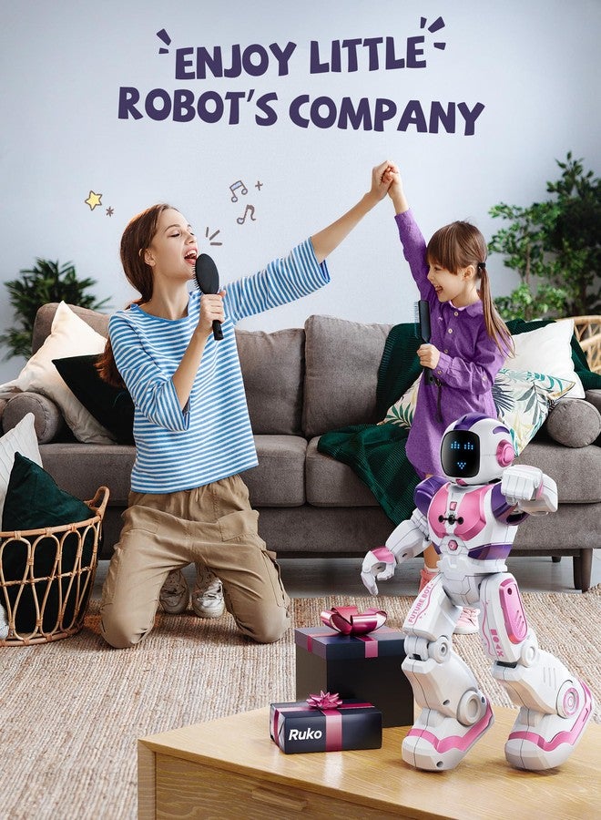 Ruko 6088 Dancing Robot for Girls with APP Control, Remote Control, Gesture Sensing Control, Interactive LED Emoji, QA Games Rechargeable Programmable Robot Toys for 3 4 5 6 Years Kids, Pink Purple - Image 2