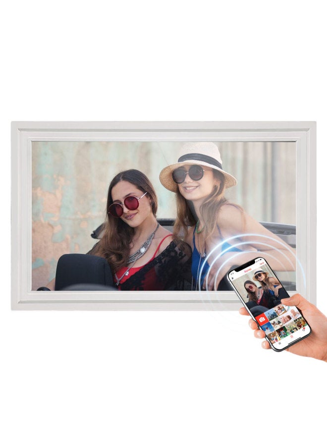 15.6 Cunyun Photo Frame WiFi Connection Mobile Phone Upload Picture Video Electronic Album Touch Screen Frameo Smart-Color:all White - Image 1