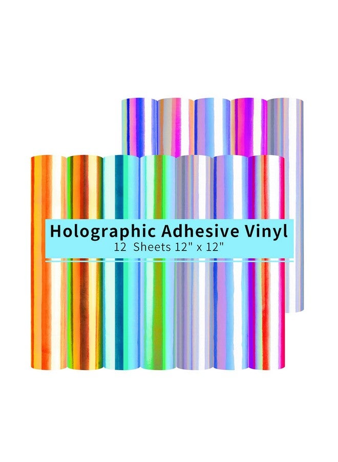 HTVRONT Holographic Vinyl - 12 Sheets 12 "x12 Holographic Permanent Vinyl for Cricut - Easy to Weed & Transfer Iridescent Craft Adhesive Vinyl Sheets - Image 1