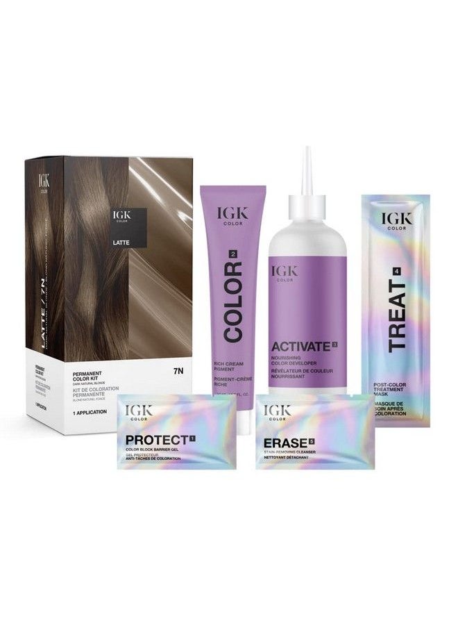 iGK Permanent Color Kit Latte Dark Natural Blonde 7N | Easy Application + Strengthen + Shine | Vegan + Cruelty Free + Ammonia Free | 4.75 Oz  - Image 3