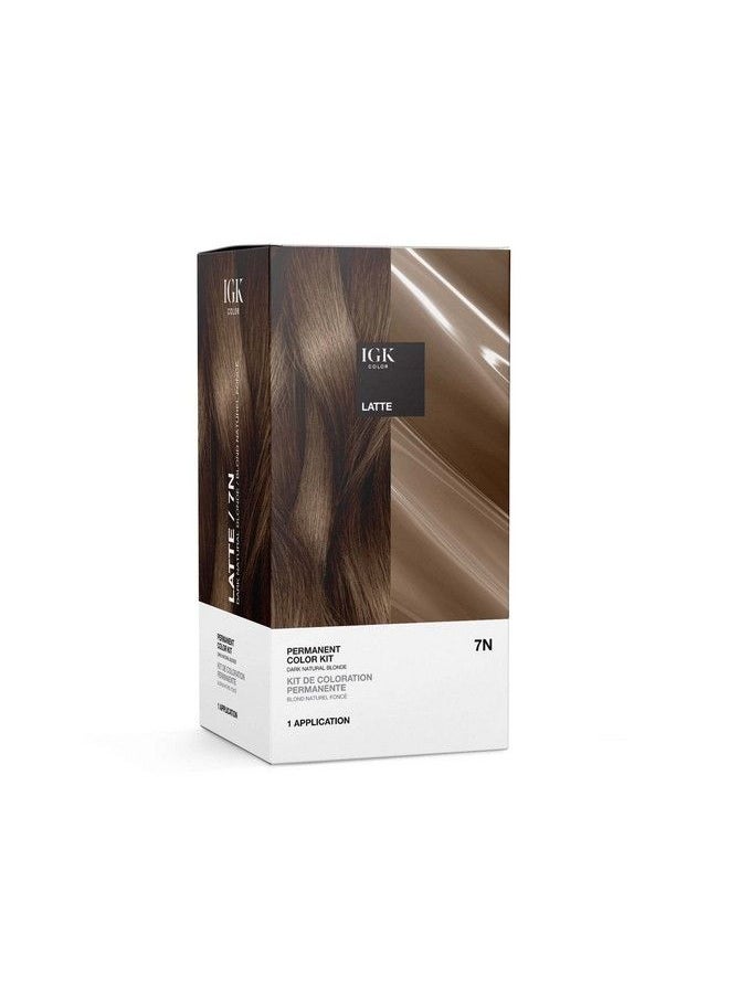 iGK Permanent Color Kit Latte Dark Natural Blonde 7N | Easy Application + Strengthen + Shine | Vegan + Cruelty Free + Ammonia Free | 4.75 Oz  - Image 1